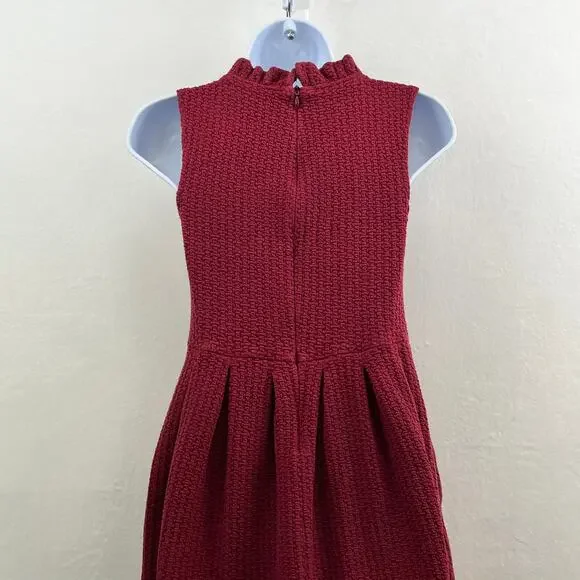Anthropologie Ganni Burgundy Pinnacle Pleated Sleeveless Fit & Flare Dress  XS - Picture 5 of 15